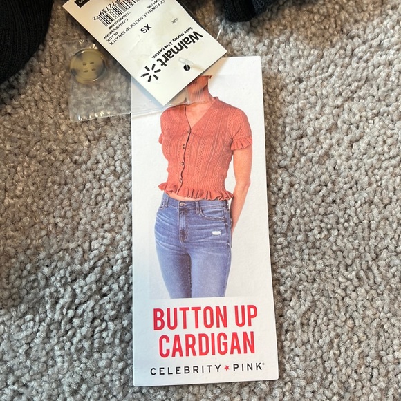 Celebrity pink Pointelle button up sweater NWT XS - Picture 2 of 12